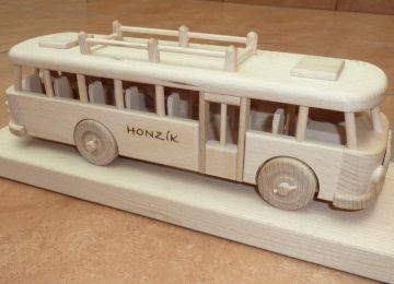 Buses - toys from wood with burned name on body as gift