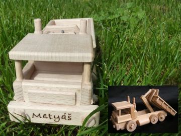 Trucks, Lories - toys from wood with burned name on body as gift