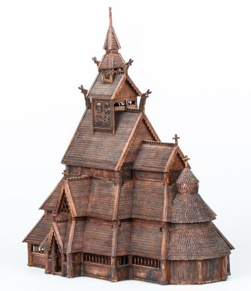 Norwegian stave church wooden model