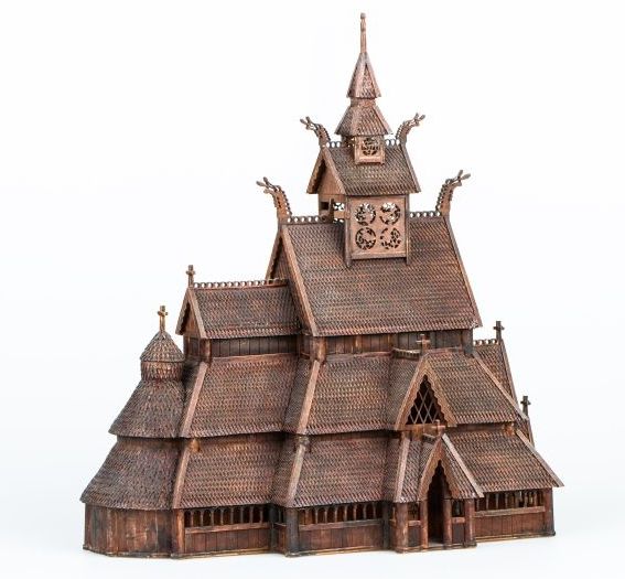 Norwegian stave church wooden model