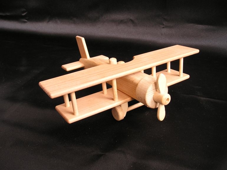 Biplane wooden toys
