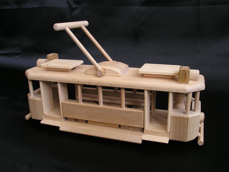 Wooden toy trams