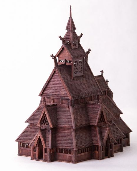 Norwegian stave church model