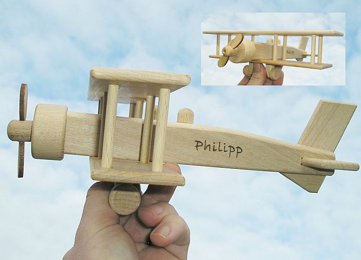 Wooden Aircraft with gravur name for birthday