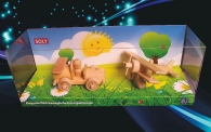 Small car and small biplane wooden toys
