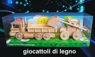 Camion + escavatore, giocattolo di legno