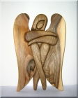 Angel sitting, wood sculpture carving