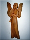 Angel with trumpet, wood sculpture 