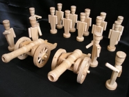 Platoon of wooden soldiers, drummer and cannons