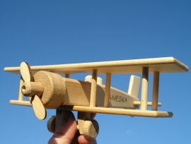 Biplane aircraft 100% wooden toy 