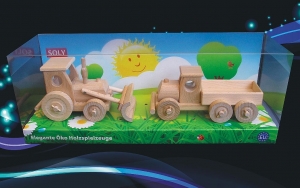 Tractor with blade + truck, movable wooden toys