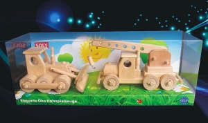 Bulldozer + Auto-crane, wooden toys.