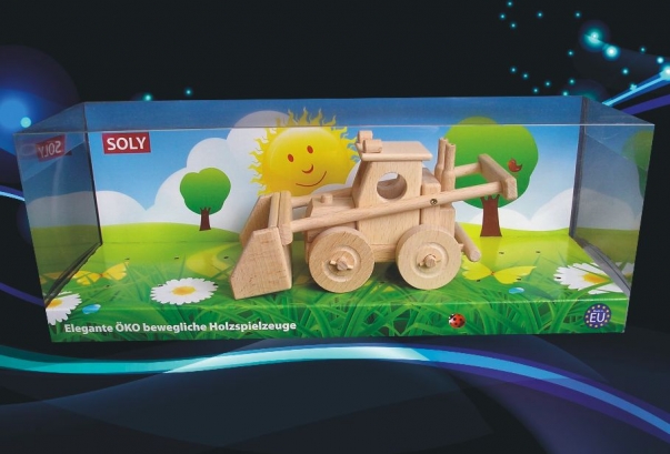 Loader farm tractor, woode movable toy