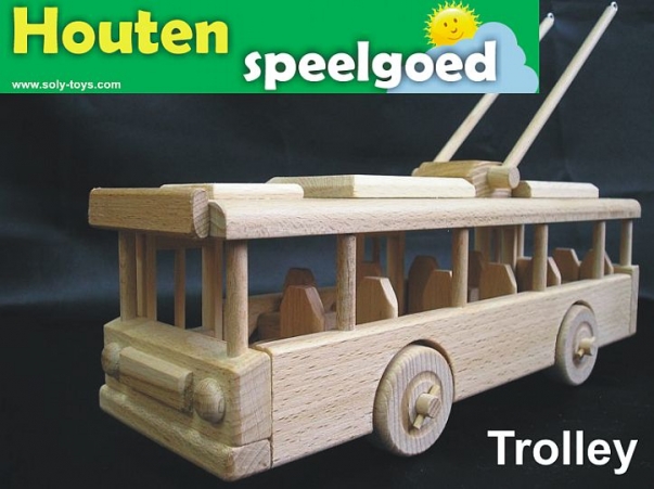Trolley bus 14Tr - houten speelgoed