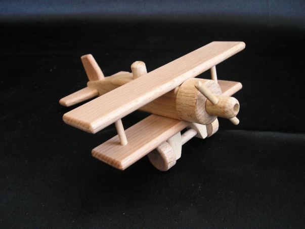 Kleinflugzeug Doppeldecker, Holzspielzeug