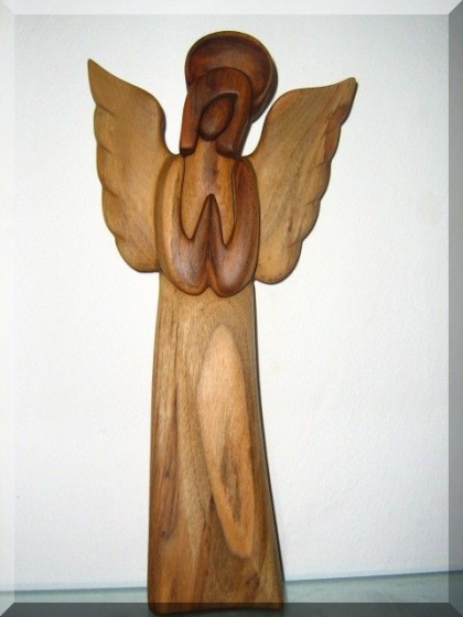 Angel sitting, wood sculpture carving - Wooden Gifts SOLY