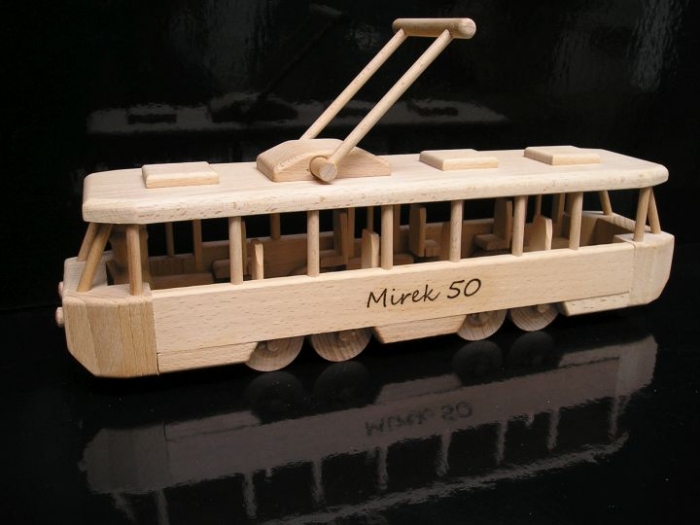 Modern tramway wooden toy