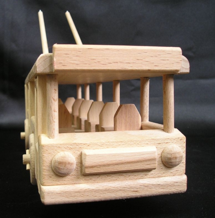 Wooden trolleybus toy