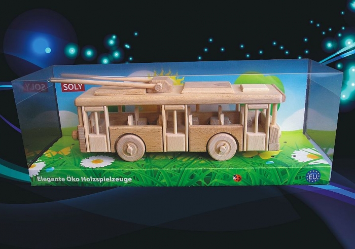 Wooden trolleybus toy