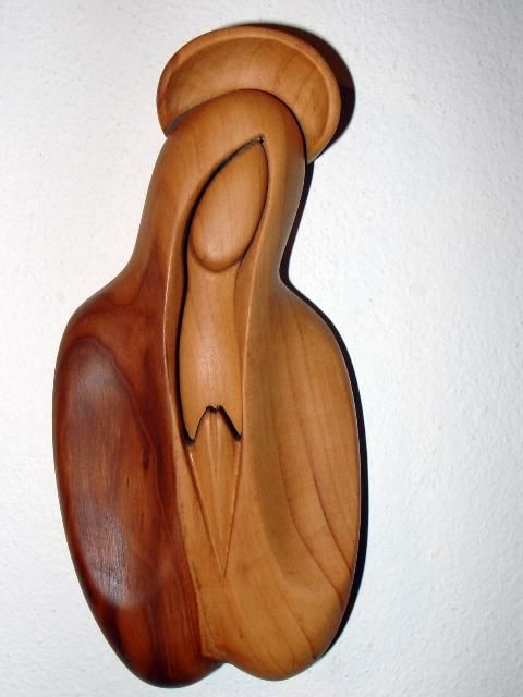 Madonna with halo, timber sculpture 