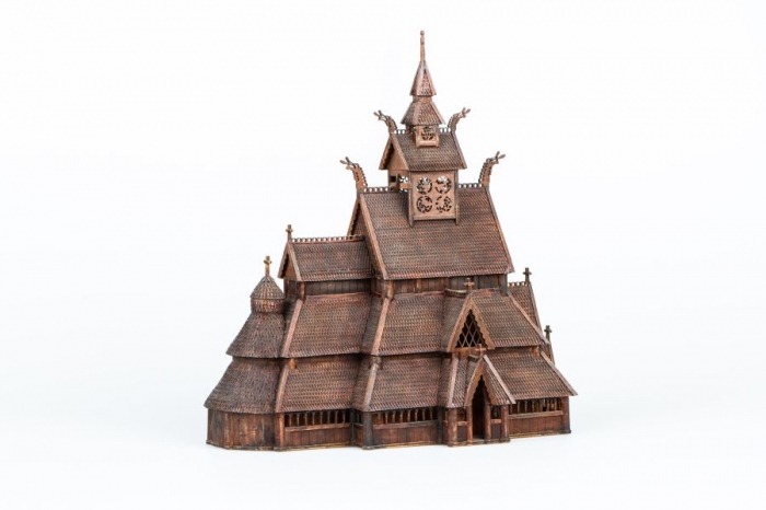 Norwegian stave church wooden model