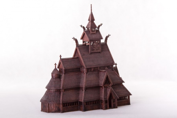 Norwegian stave church wooden model