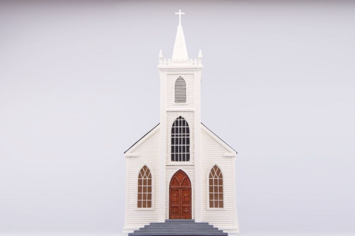 Wooden model of church Saint Teresa of Avila, Bodega, California, USA