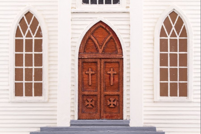 Wooden model of church Saint Teresa of Avila, Bodega, California, USA