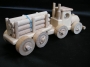 Truck with a disconnectable trailer. Wooden toy.